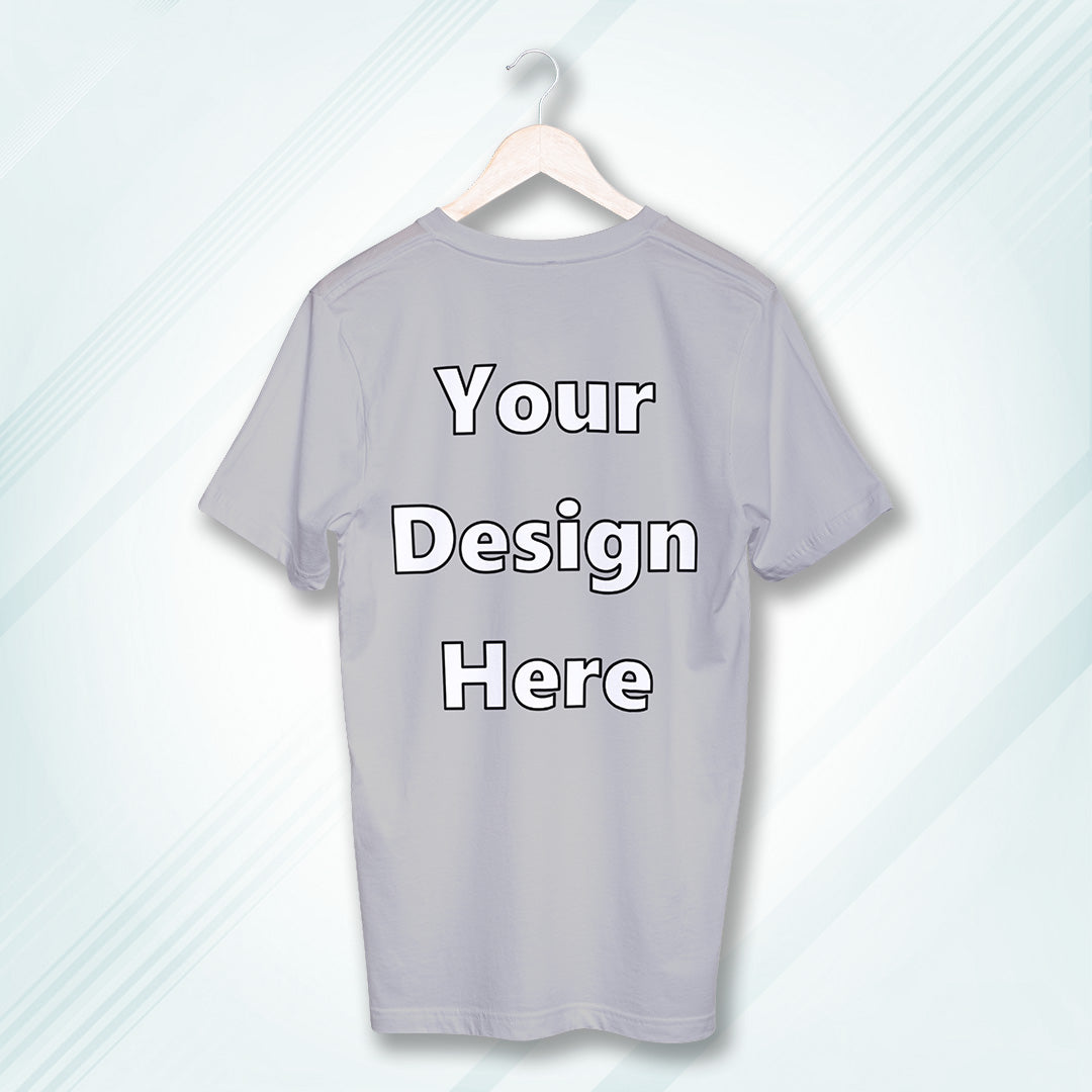 Grey Melange Round Neck Cotton Classic Crew T-shirt Front Customized Design | Unisex
