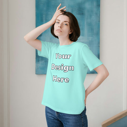 Mint Round Neck Cotton Classic Crew T-shirt Front Customized Design | Unisex
