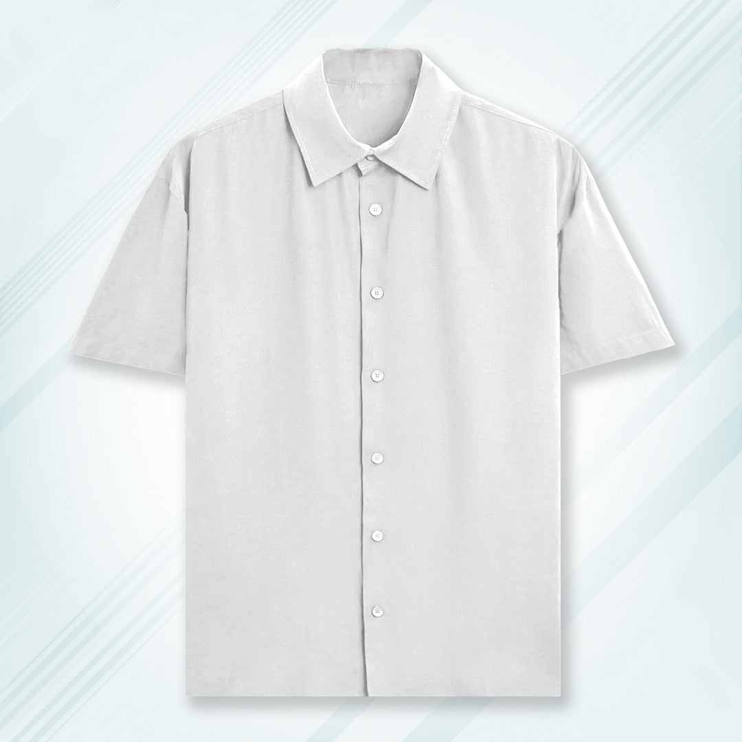 White Unisex Oversized Half Sleeve Solid Shirt