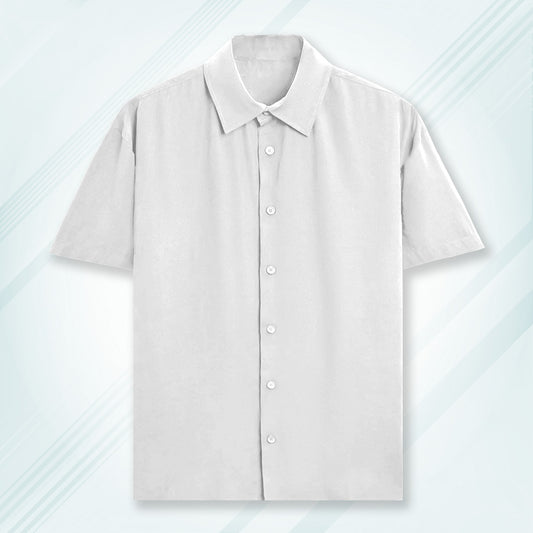 White Unisex Oversized Half Sleeve Solid Shirt