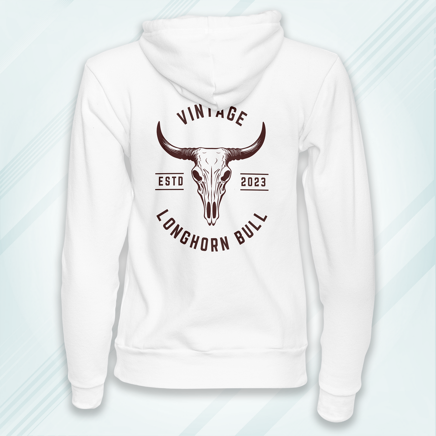 White Hoodie Sweatshirt | Vintage Longhorn Bull Unisex