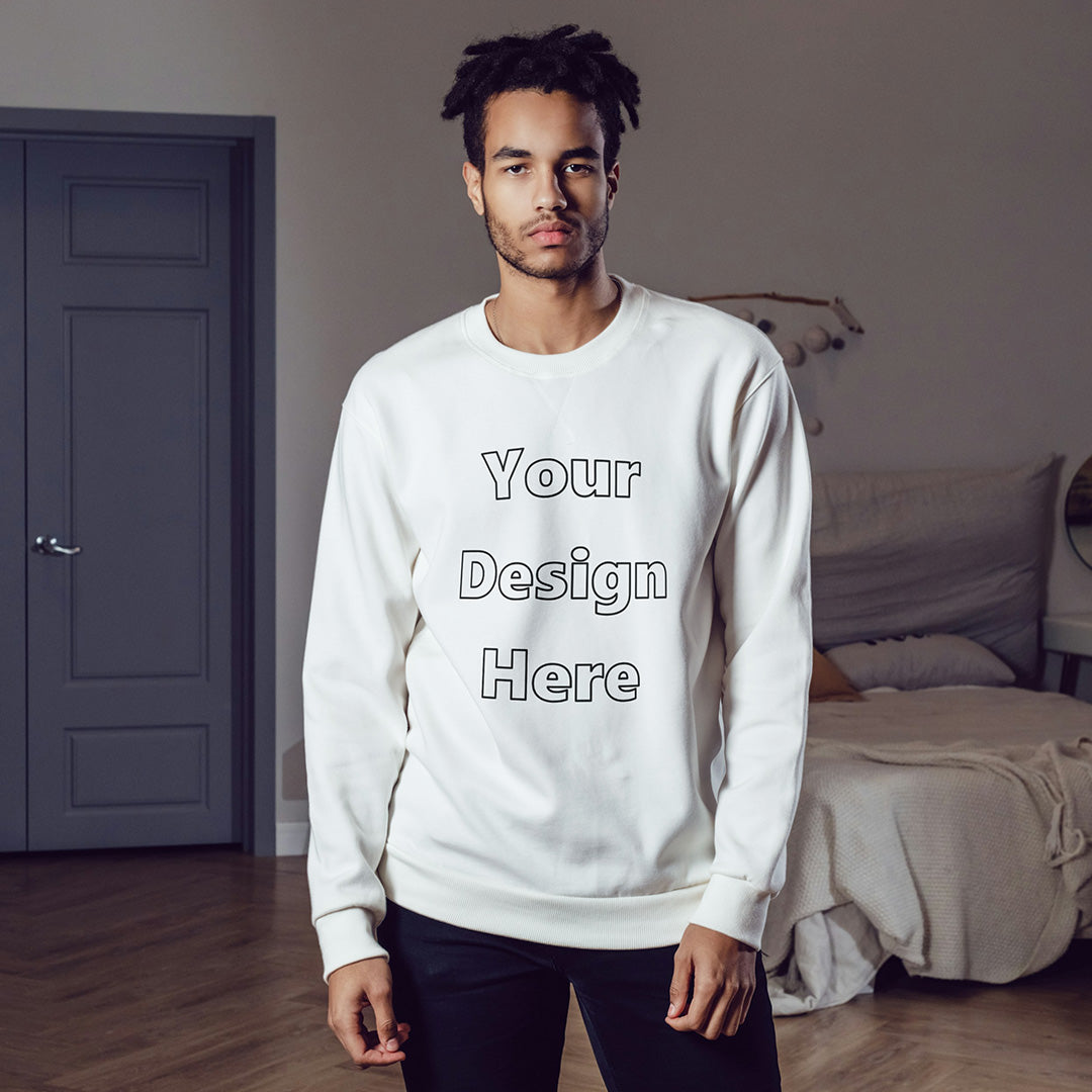 White Front Customized Cotton Solid Sweatshirt | Unisex