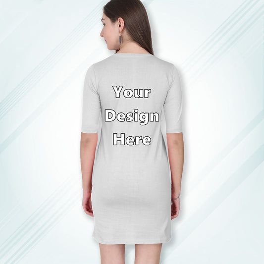 White Customized Long T-Shirt Dress with Side Pockets Back Design | Women