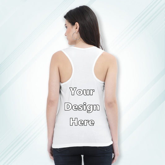 White Customized Regular Fit Tank Top Back Design | Women