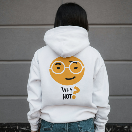 White Hoodie Sweatshirt | Why Not Emoji Unisex