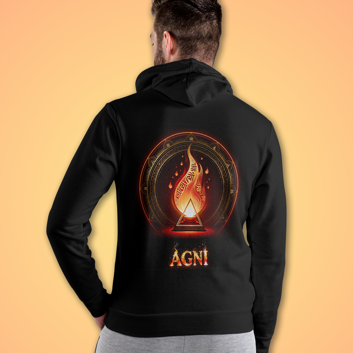Black Hoodie Sweatshirt | Agni - Fire - Panch Mahabhuta Unisex
