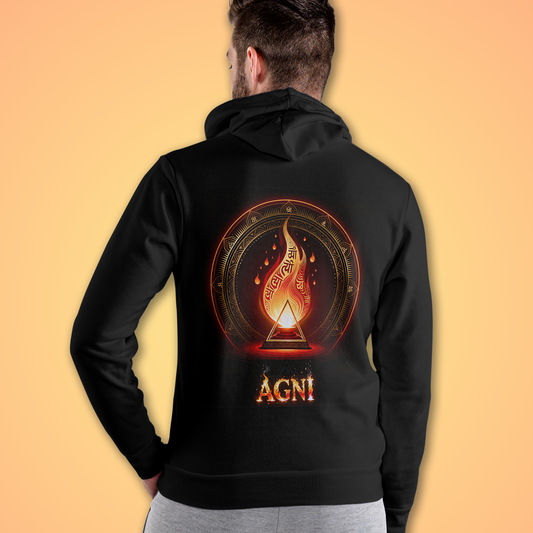 Black Hoodie Sweatshirt | Agni - Fire - Panch Mahabhuta Unisex
