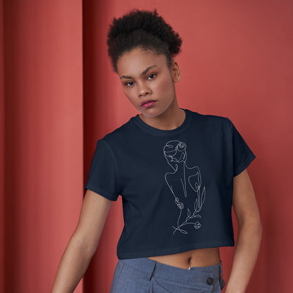 Back Love Lady Cotton Round Neck Half Sleeve Crop Top | Women