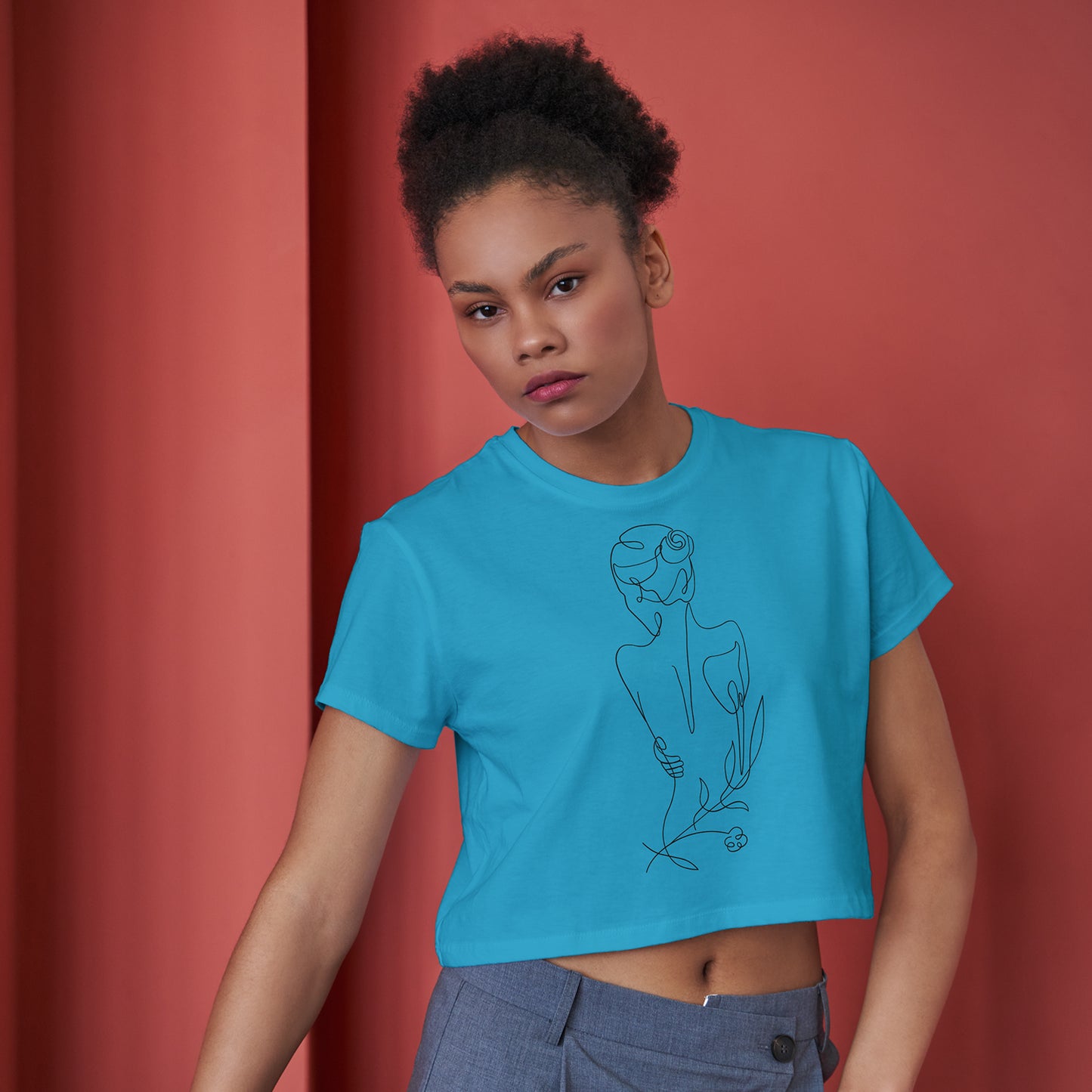 Back Love Lady Cotton Round Neck Half Sleeve Crop Top | Women