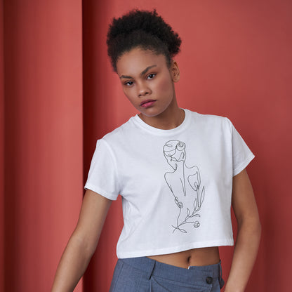 Back Love Lady Cotton Round Neck Half Sleeve Crop Top | Women