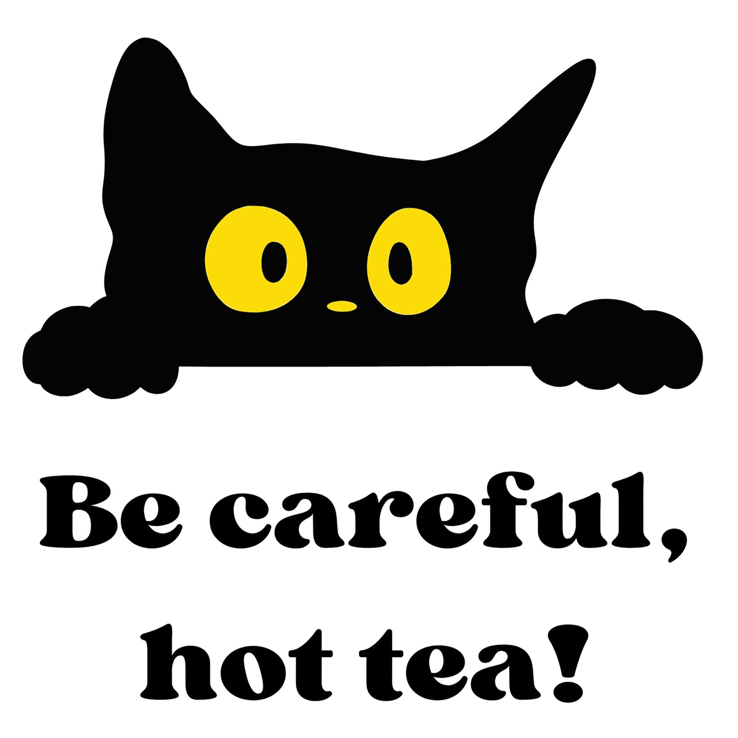 Be Careful Hot Tea! Cat Cotton Round Neck Half Sleeve Crop Top | Women