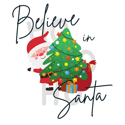 Believe in Santa Cotton Round Neck Half Sleeve Crop Top | Women