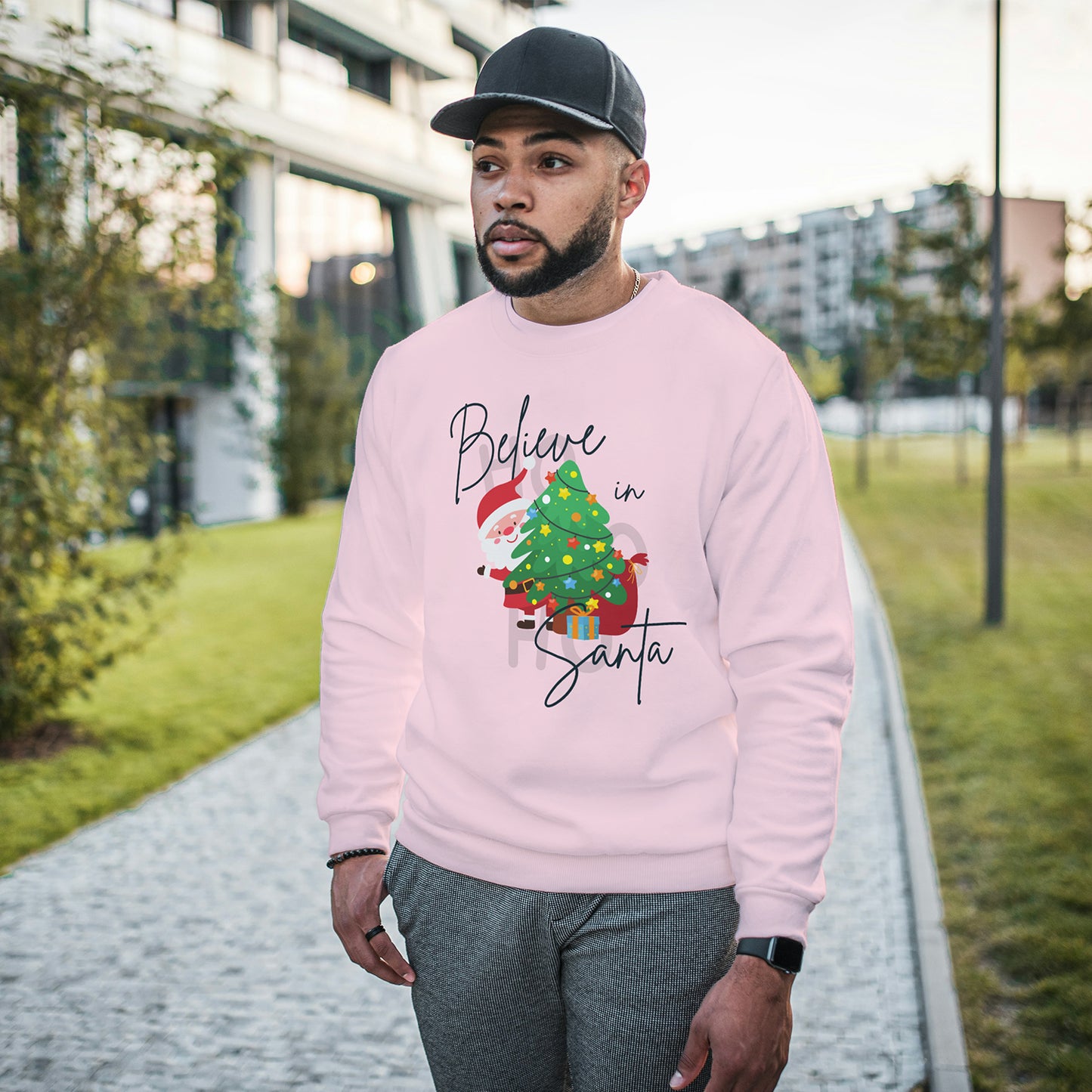 Cotton Printed Unisex Sweatshirt Believe in Santa