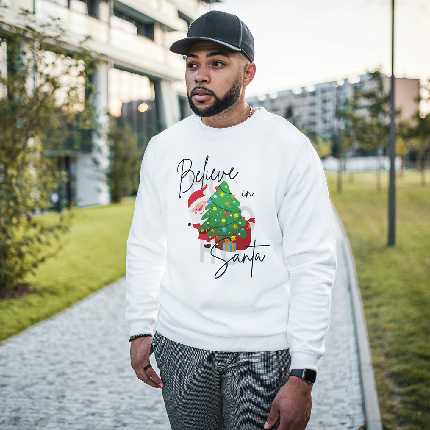 Cotton Printed Unisex Sweatshirt Believe in Santa