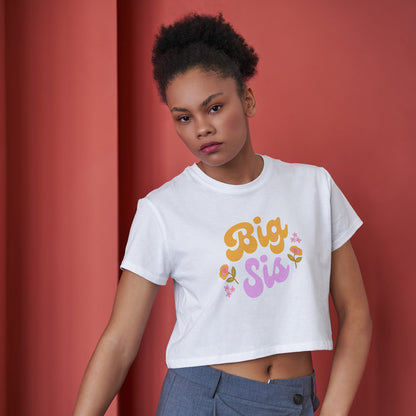 Big Sis Cotton Round Neck Half Sleeve Crop Top | Women
