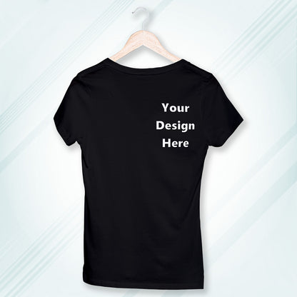 Black Round Neck Classic Customized T-Shirt Front Pocket Design | Women