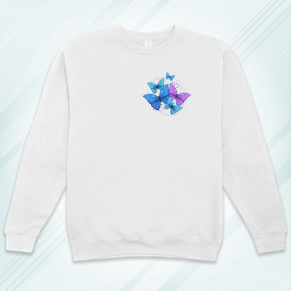White Cotton Printed Unisex Sweatshirt Butterflies