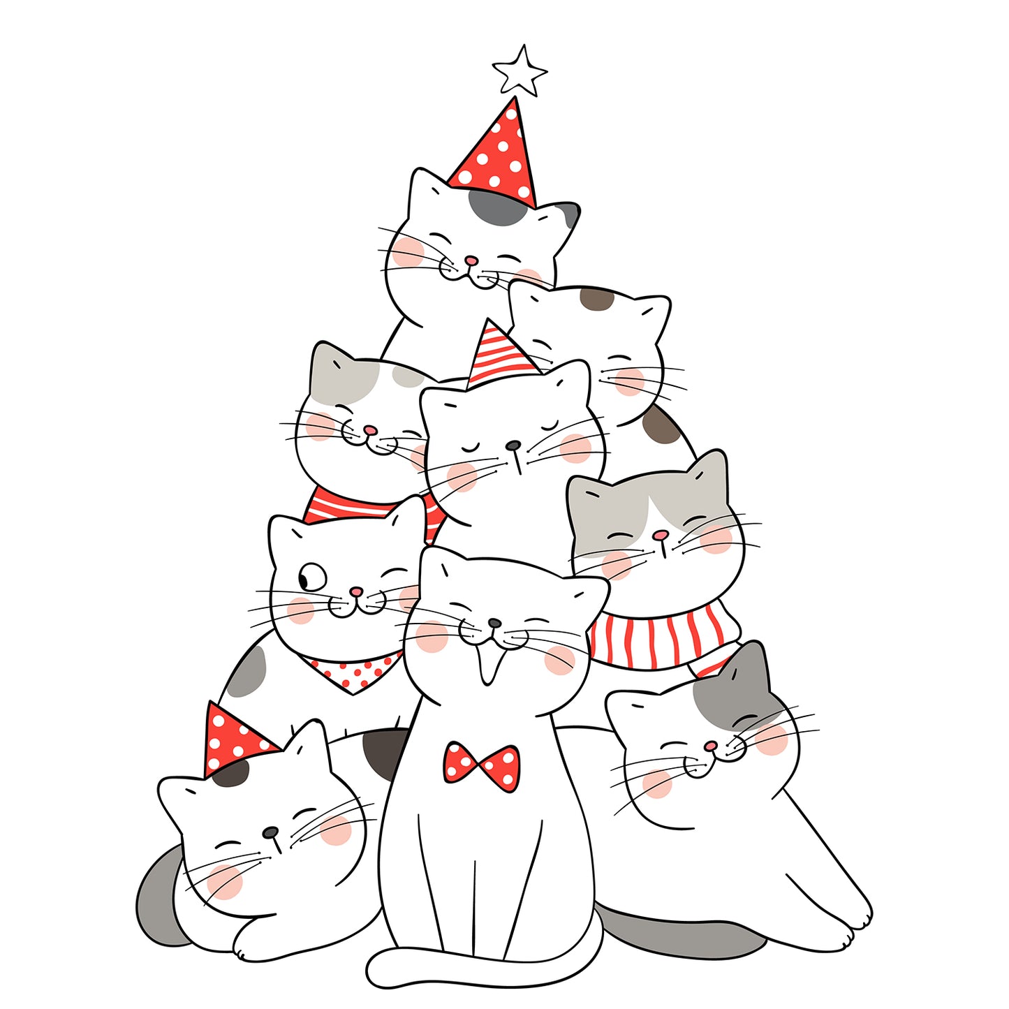 Cotton Printed Unisex Sweatshirt Cat Christmas Tree