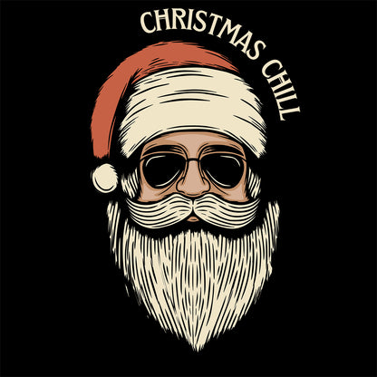 Black Cotton Printed Unisex Sweatshirt Christmas Chill Santa