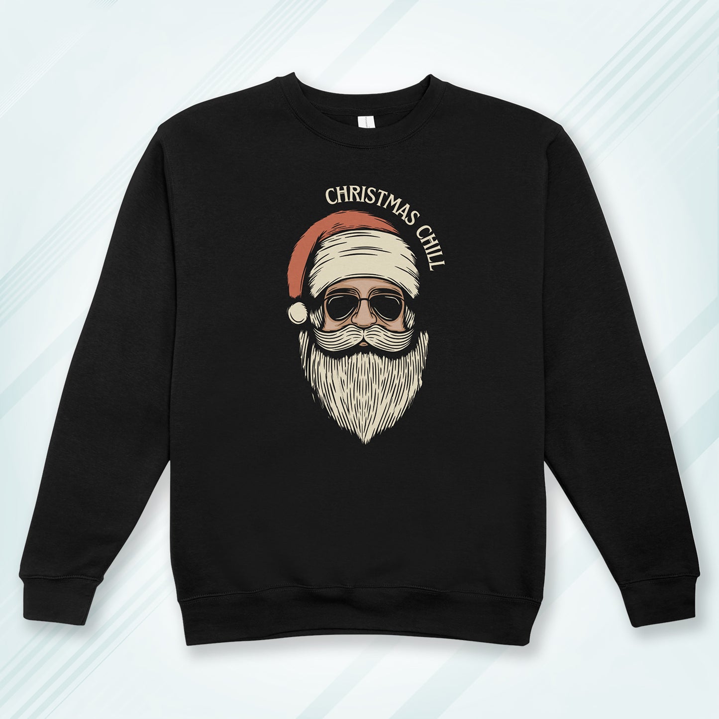 Black Cotton Printed Unisex Sweatshirt Christmas Chill Santa