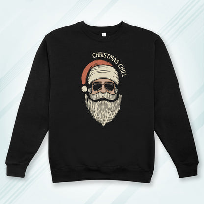 Black Cotton Printed Unisex Sweatshirt Christmas Chill Santa