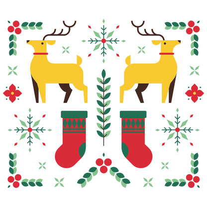 Cotton Printed Unisex Sweatshirt Christmas Deer Stocking