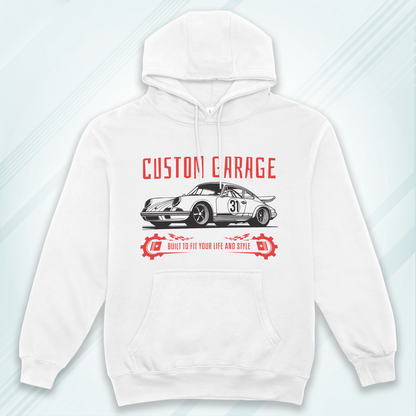 White Hoodie Sweatshirt | Custom Garage Unisex