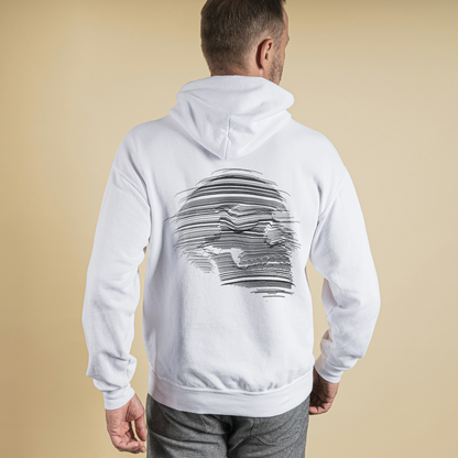 White Hoodie Sweatshirt | Distort Skull Unisex