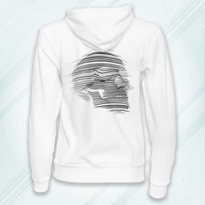 White Hoodie Sweatshirt | Distort Skull Unisex