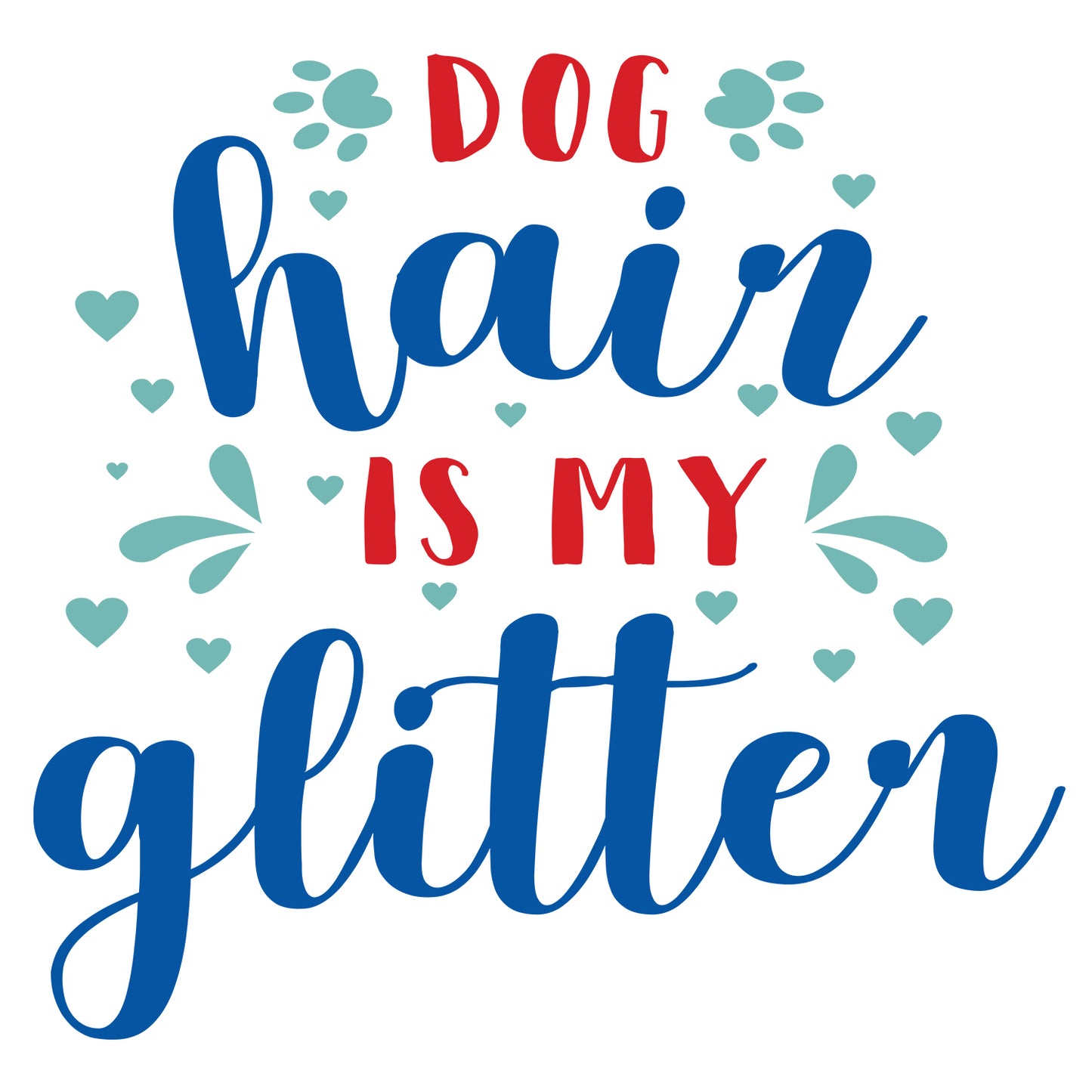 Dog Hair is my Glitter Cotton Round Neck Half Sleeve Crop Top | Women