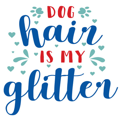 Dog Hair is my Glitter Cotton Round Neck Half Sleeve Crop Top | Women