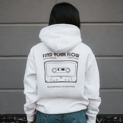 White Hoodie Sweatshirt | Find your Flow Unisex