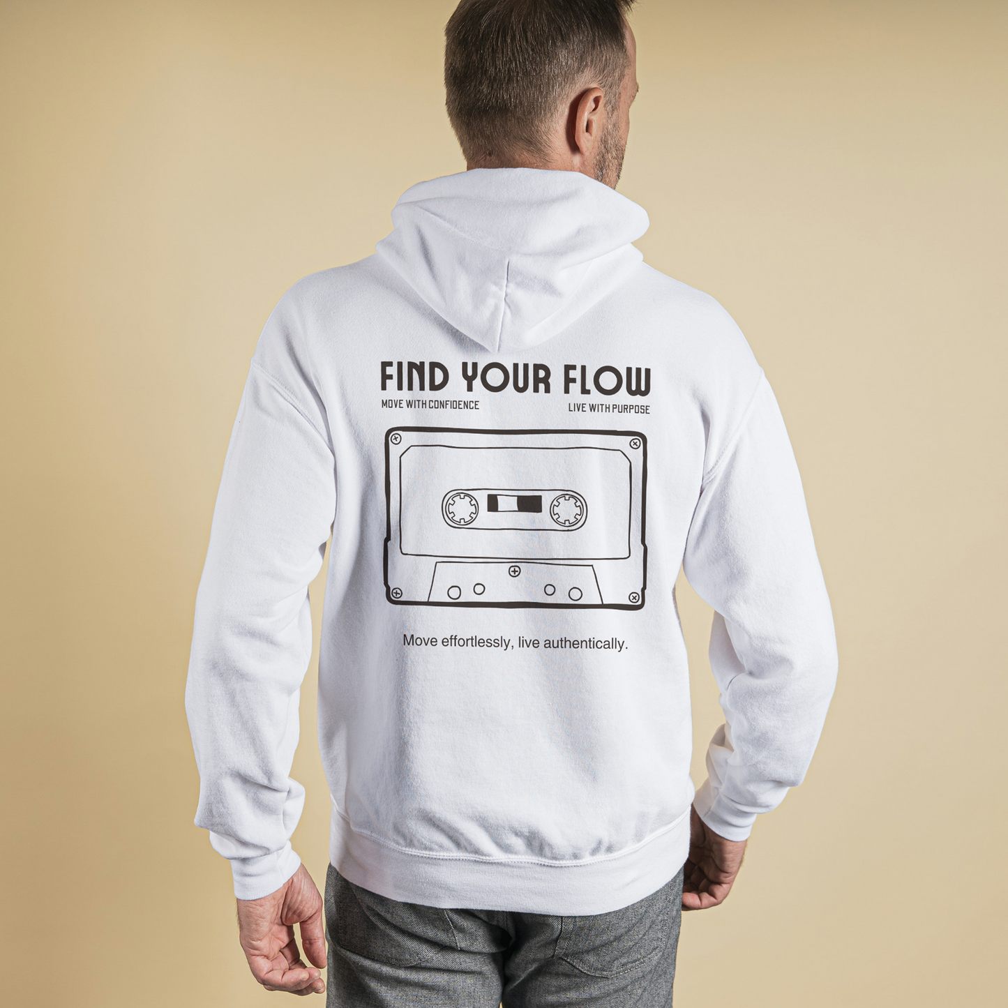 White Hoodie Sweatshirt | Find your Flow Unisex