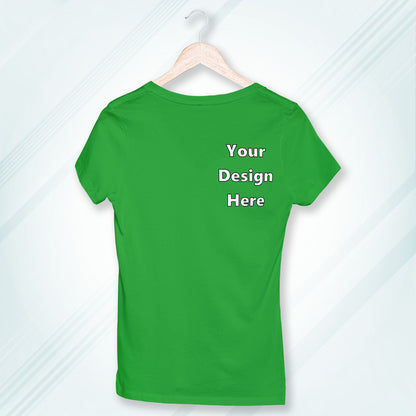 Flag Green Round Neck Classic Customized T-Shirt Front Pocket Design | Women