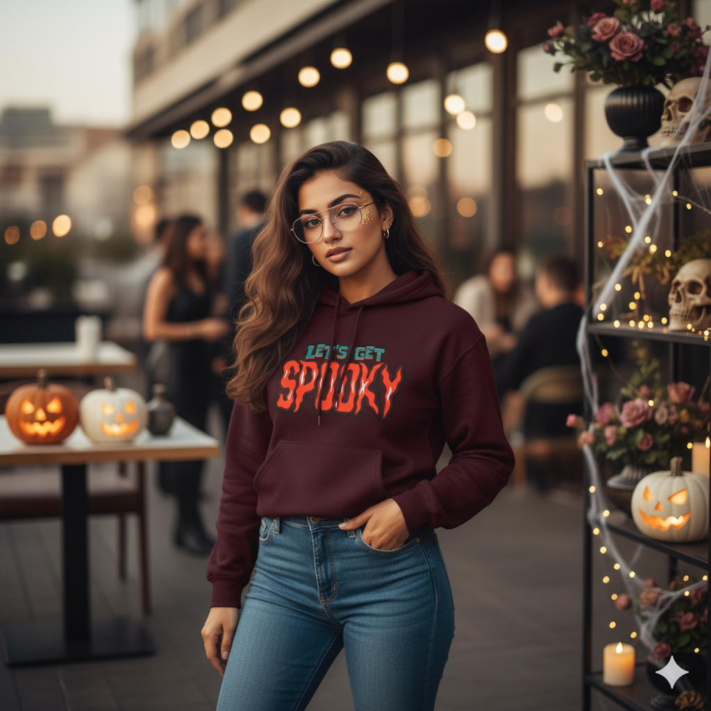 Maroon Hoodie Sweatshirt | Lets Get Spooky Unisex