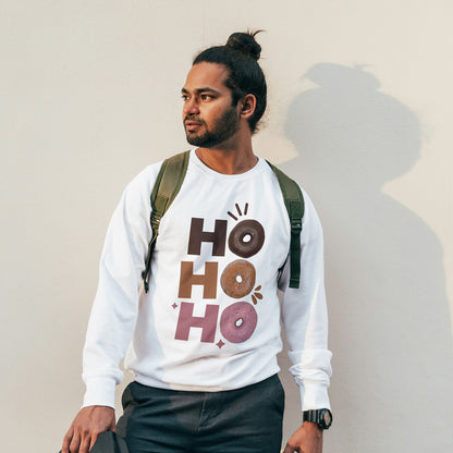 Cotton Printed Unisex Sweatshirt Ho Ho Ho Donut