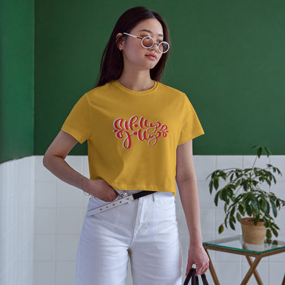 Holly Jolly Cotton Round Neck Half Sleeve Crop Top | Women