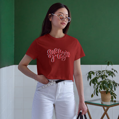 Holly Jolly Cotton Round Neck Half Sleeve Crop Top | Women