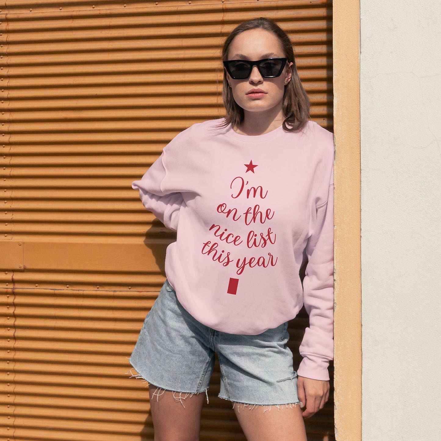 Cotton Printed Unisex Sweatshirt I am on the Nice List this Year