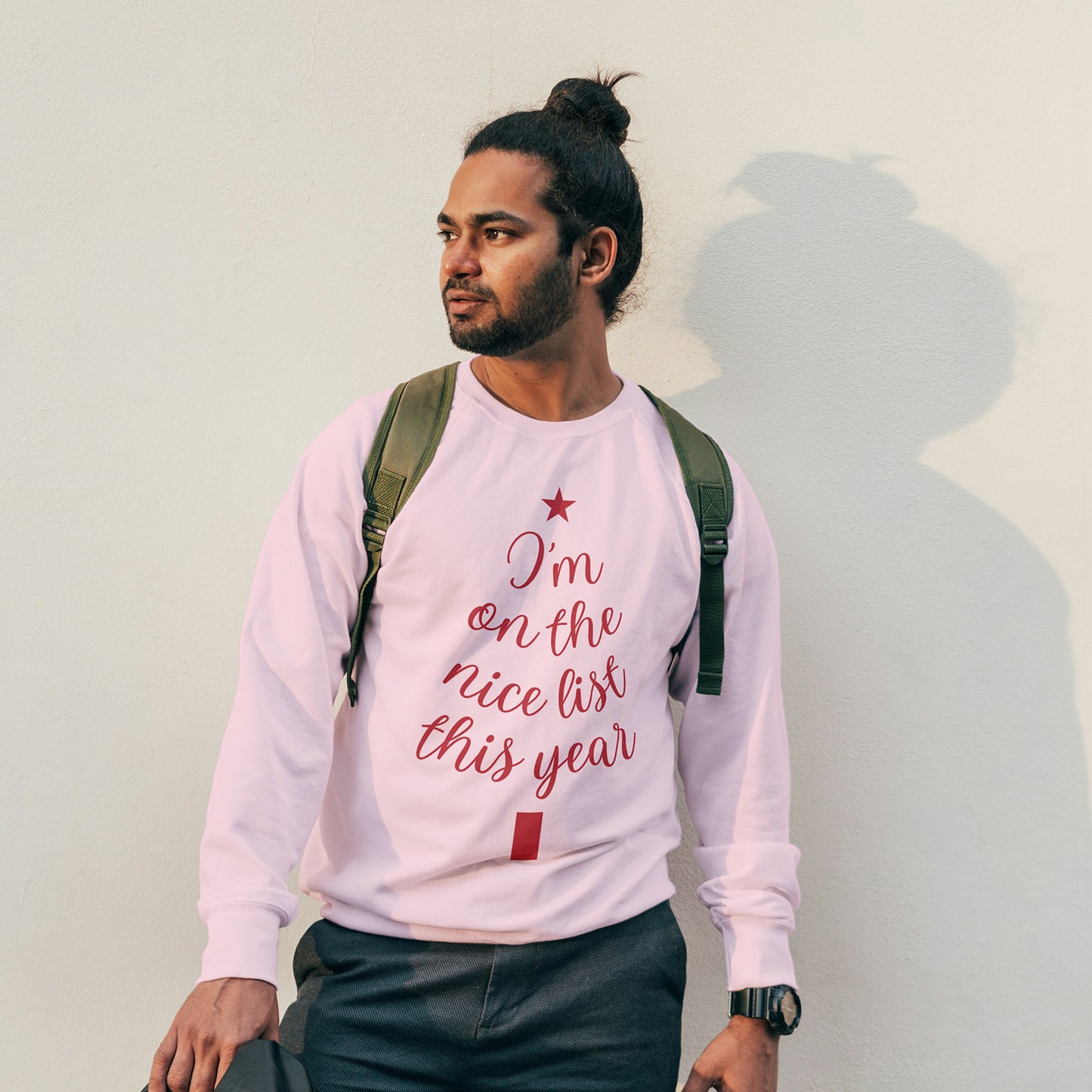 Cotton Printed Unisex Sweatshirt I am on the Nice List this Year