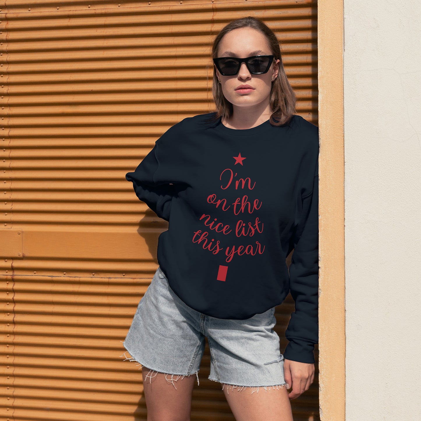 Cotton Printed Unisex Sweatshirt I am on the Nice List this Year
