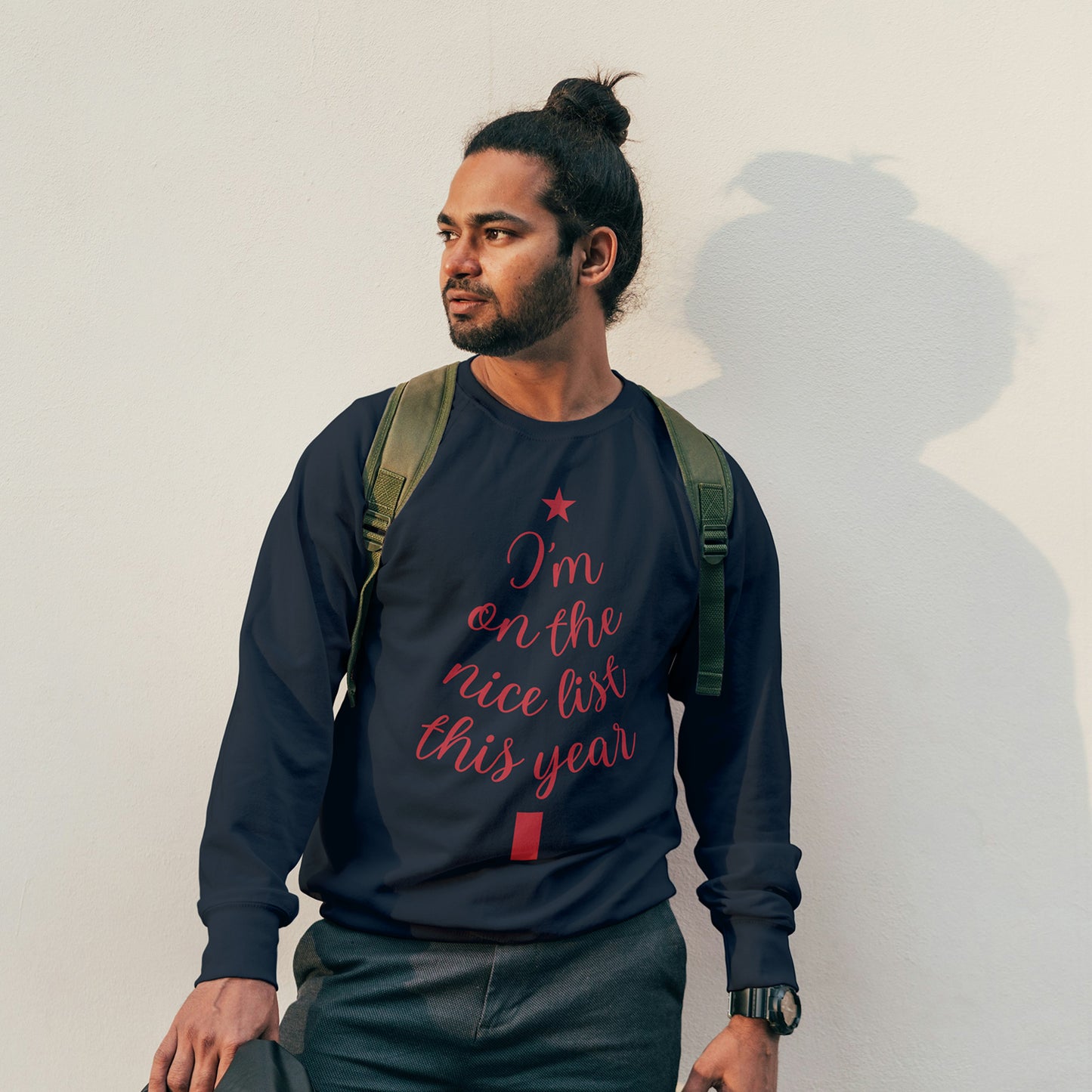 Cotton Printed Unisex Sweatshirt I am on the Nice List this Year