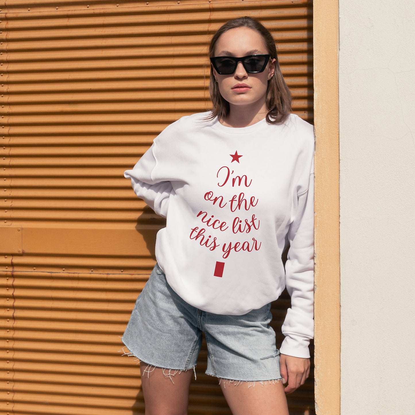 Cotton Printed Unisex Sweatshirt I am on the Nice List this Year