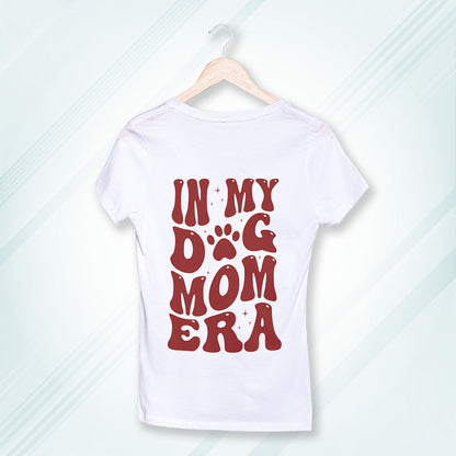 White Round Neck Classic Printed Classic T-Shirt Dog Mom | Women
