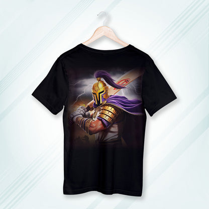 Black Round Neck Oversized Cotton Printed T-shirt Knight Rider Batsman