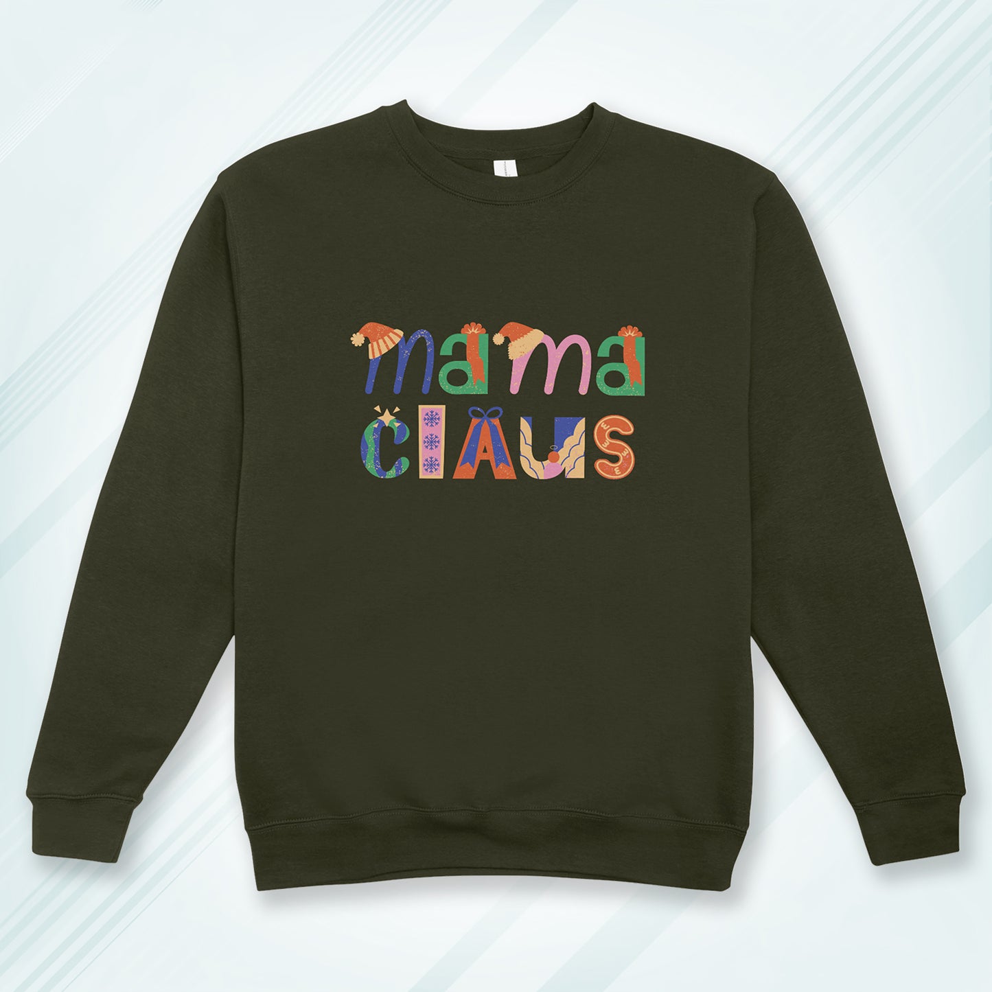 Cotton Printed Unisex Sweatshirt Mama Claus