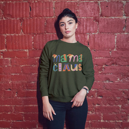 Cotton Printed Unisex Sweatshirt Mama Claus