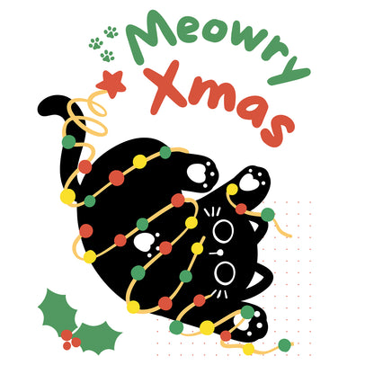 Cotton Printed Unisex Sweatshirt Meowry Xmas