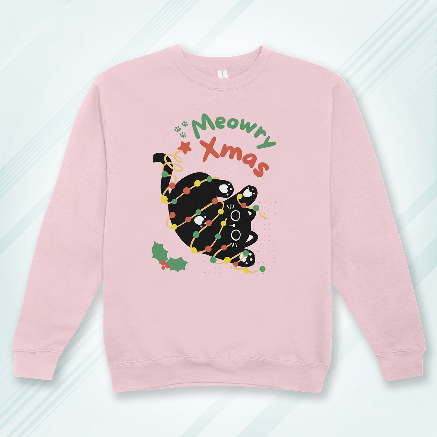 Cotton Printed Unisex Sweatshirt Meowry Xmas