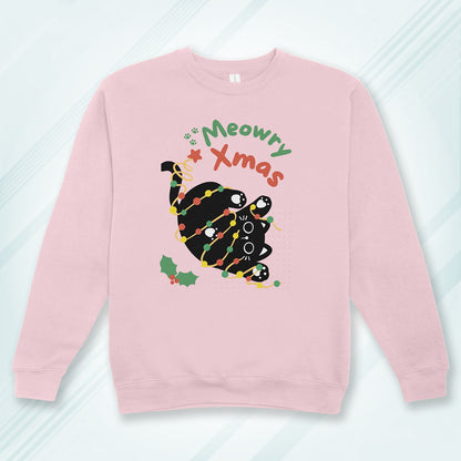 Cotton Printed Unisex Sweatshirt Meowry Xmas